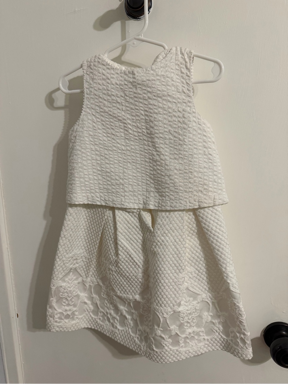 Polo by Ralph Lauren White Textured Sleeveless Dress with Navy Label